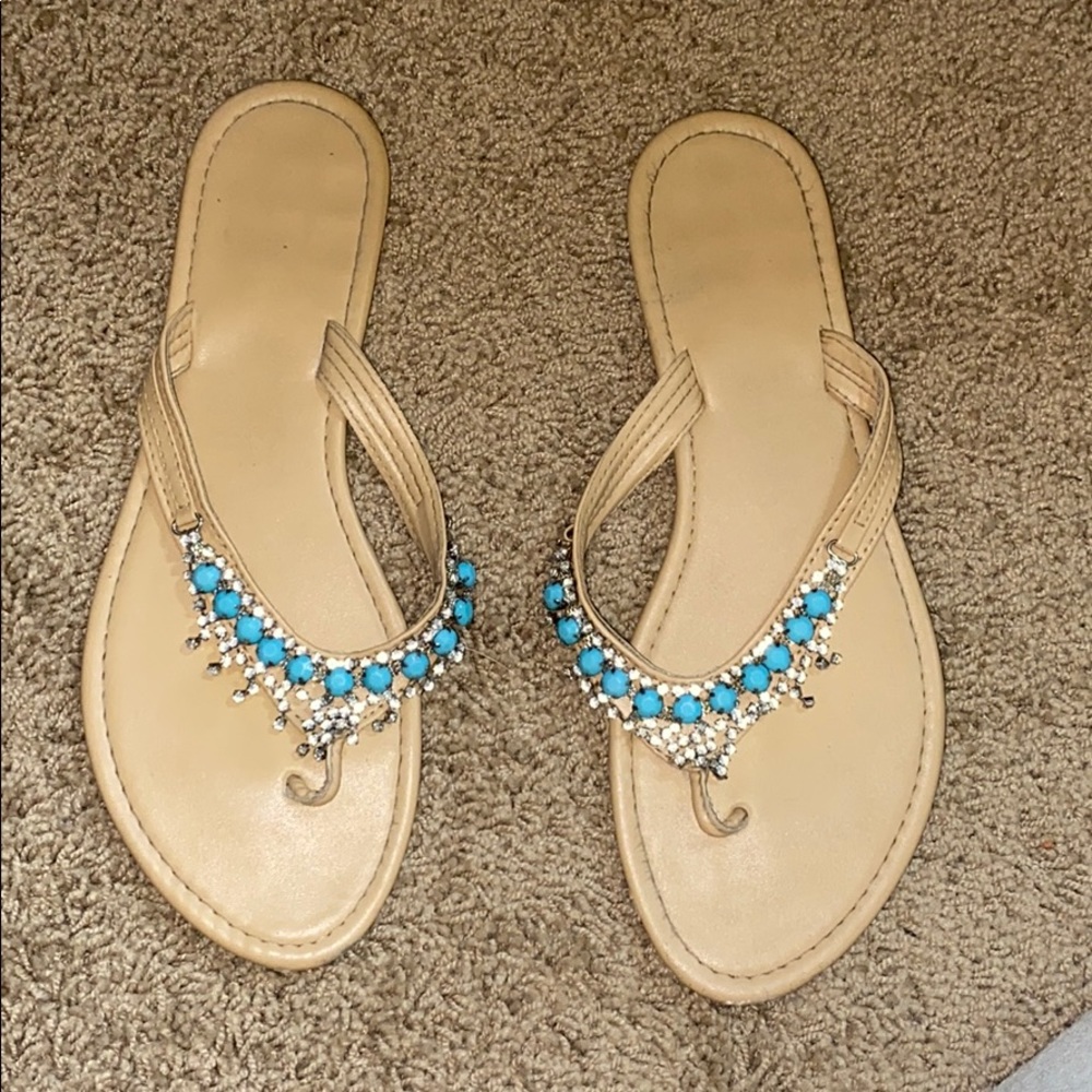 Tan sandals with jewels